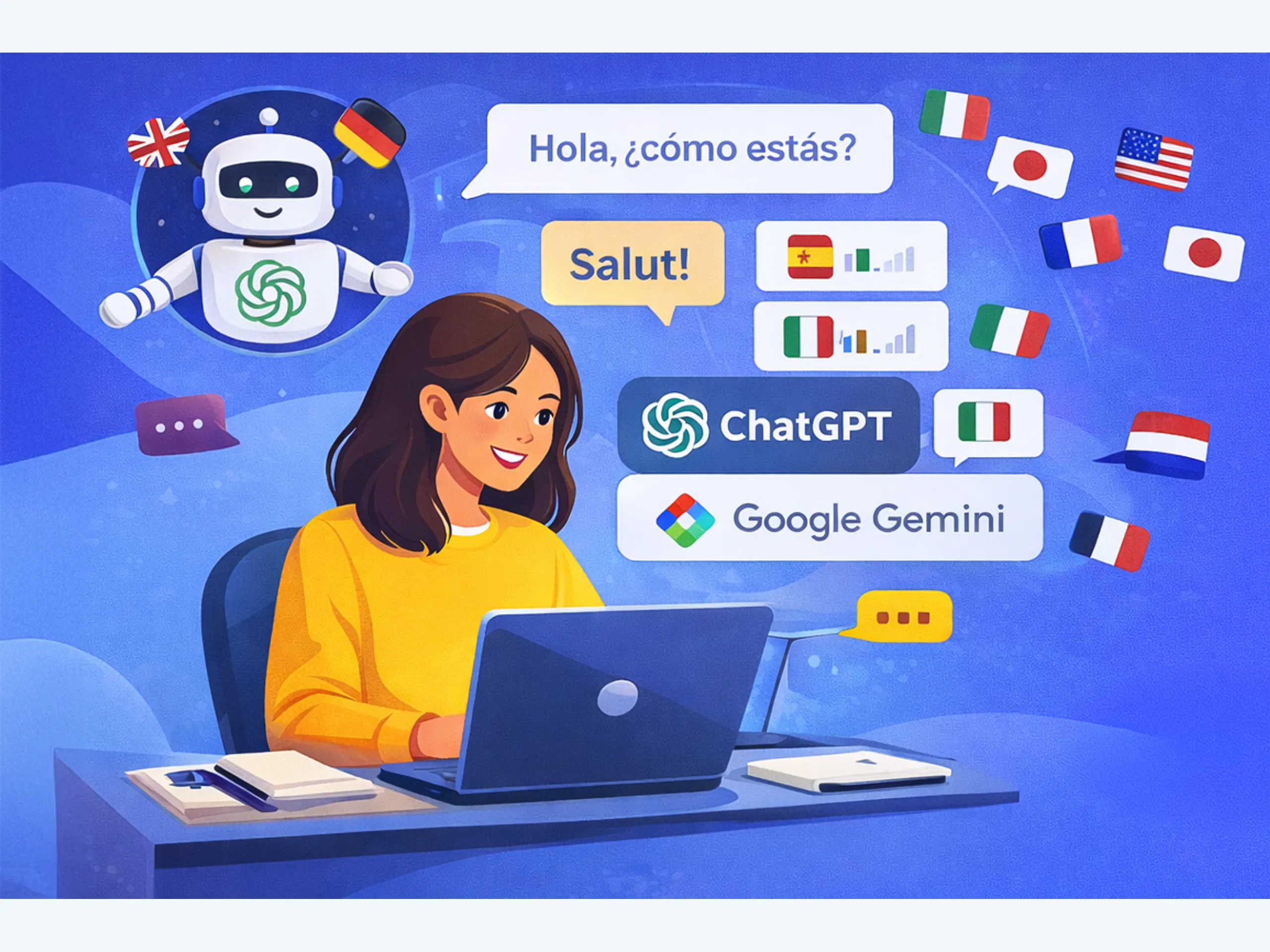 Afbeelding voor activiteit: Een nieuwe taal leren met AI