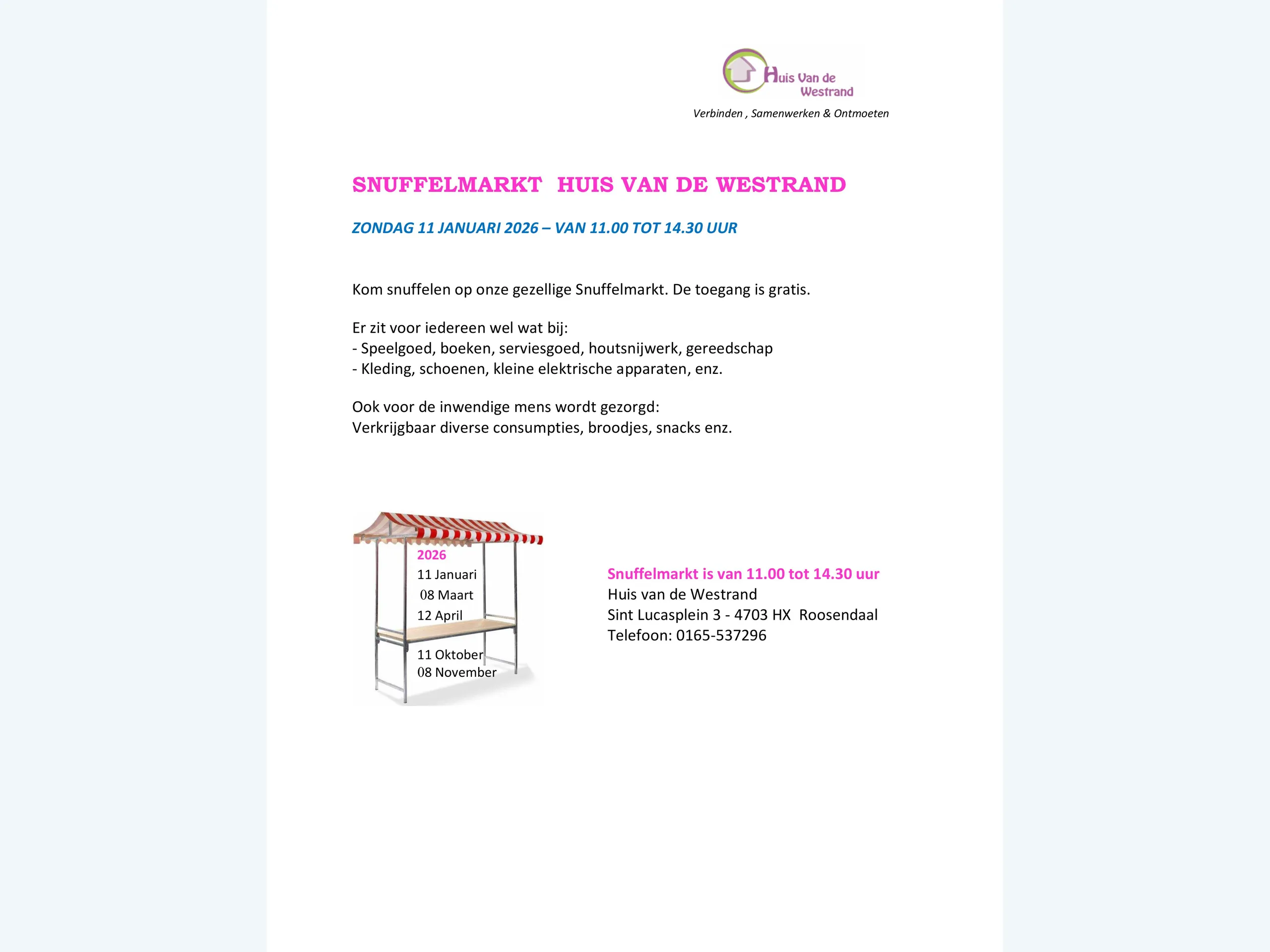 Afbeelding voor activiteit: Snuffelmarkt Huis van de Westrand