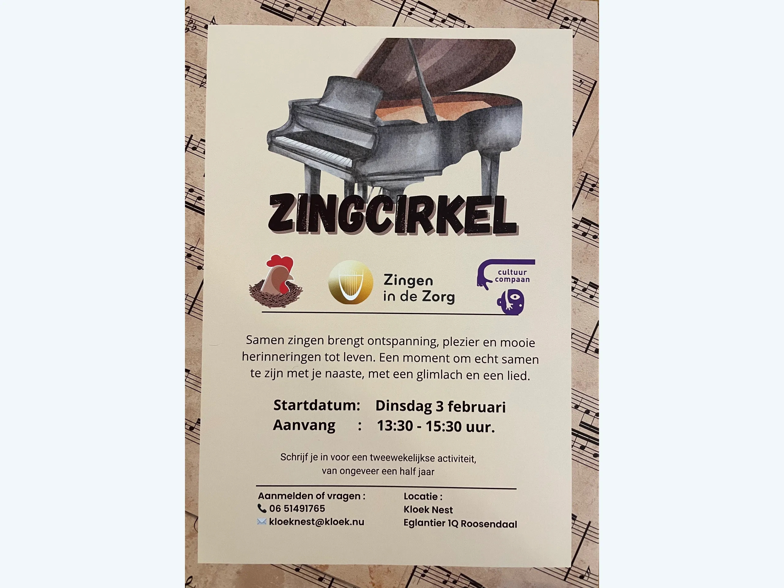 Afbeelding voor activiteit: Zingcirkel bij kloek nest